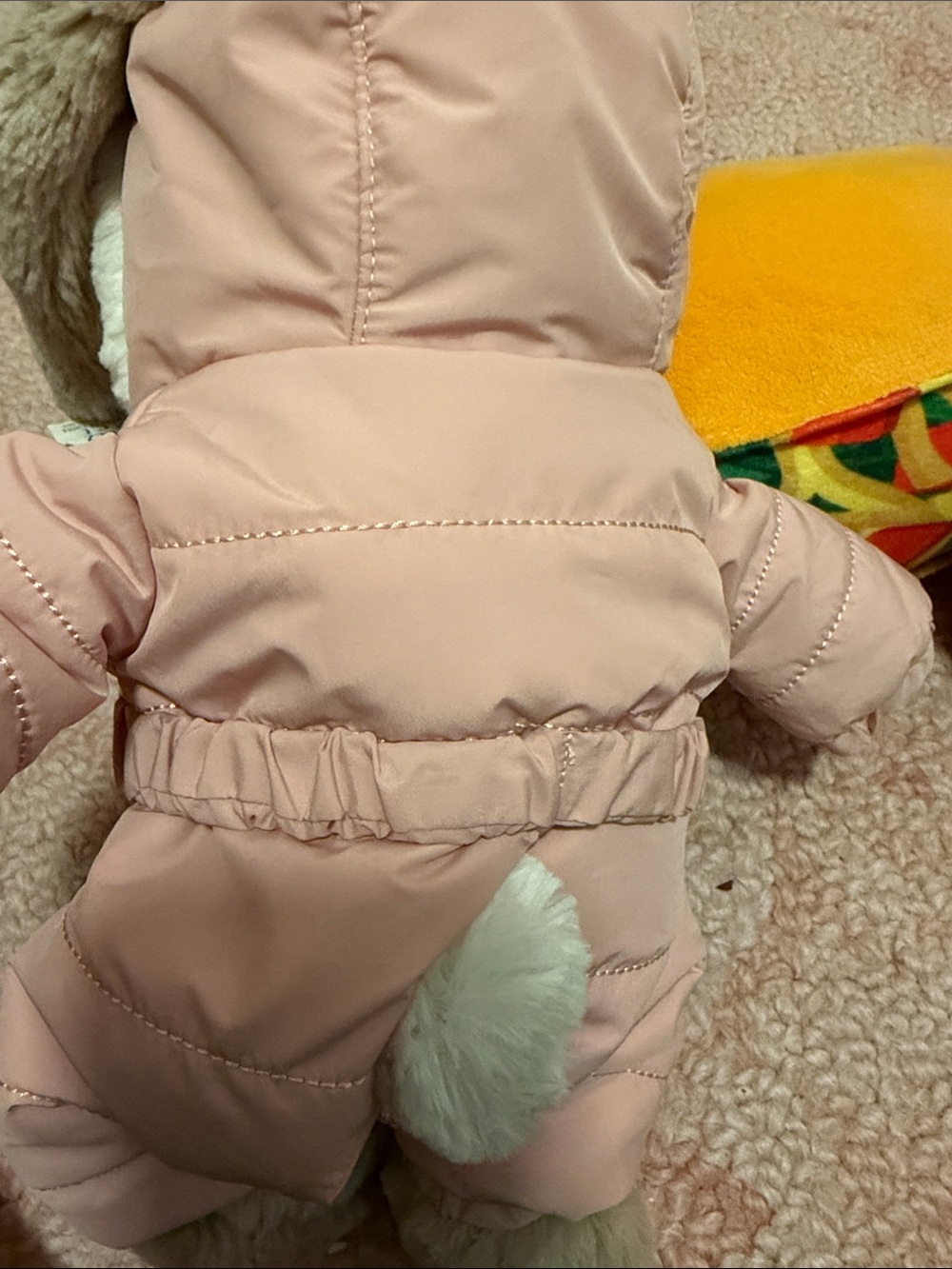 Jellycat Beige Bunny in Pink Hooded Snowsuit with White Trim - Picture 3 of 3